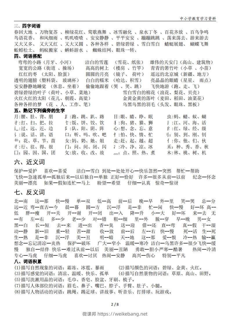 图片[2]-一年级语文下册复习资料(全面、经典)-微课邦