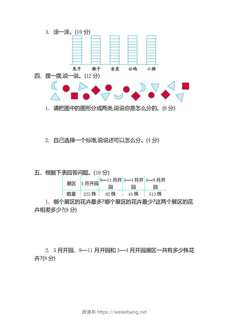 图片[2]-二（下）青岛版数学第九单元检测卷.2（54制）-微课邦