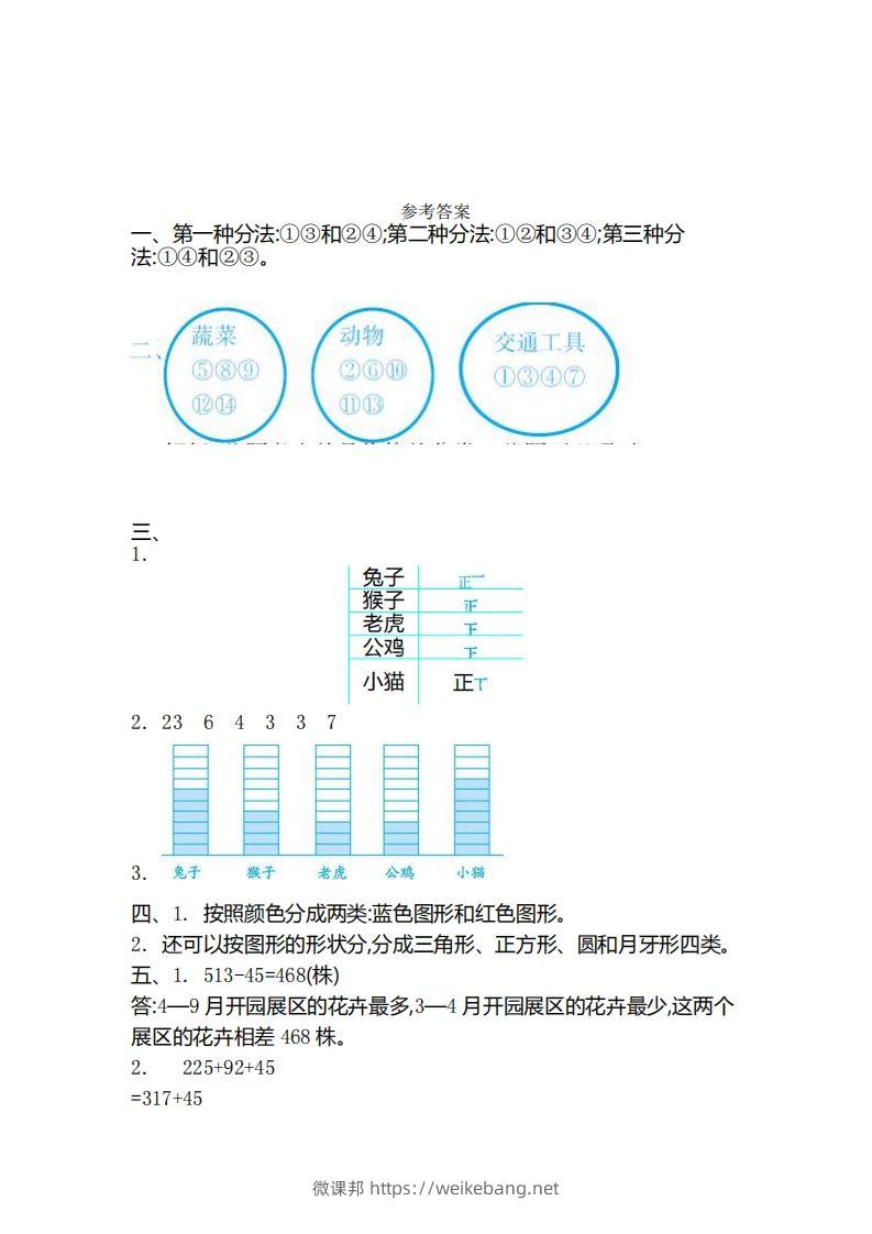 图片[3]-二（下）青岛版数学第九单元检测卷.2（54制）-微课邦