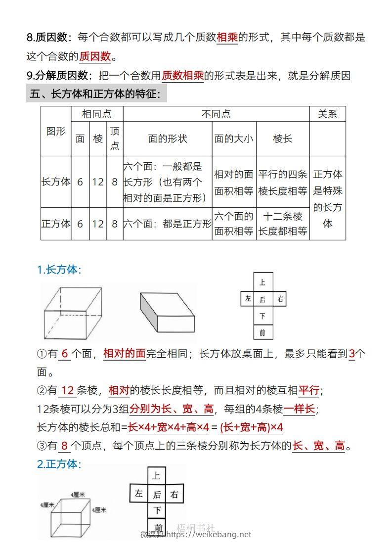 图片[3]-数学五年级下册必背知识点汇总-微课邦