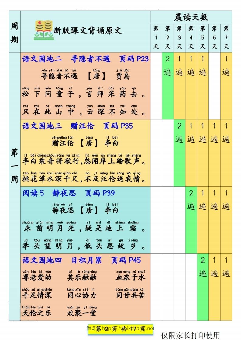 图片[2]-【预习背诵】一下语文预习课文背诵337法+课文内容填空17页-微课邦