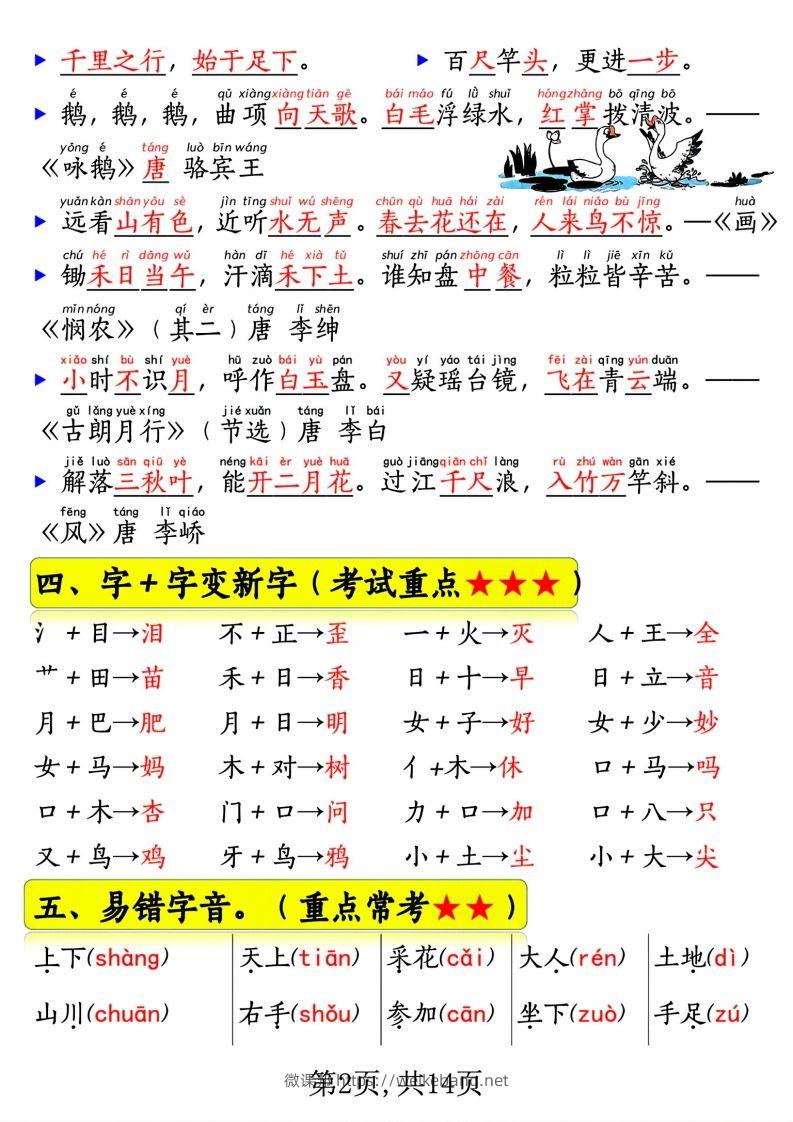 图片[2]-一年级语文上册期末常考重点知识总结-微课邦